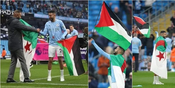 پرچم فلسطین در ورزشگاه اتحاد به اهتزاز درآمد
