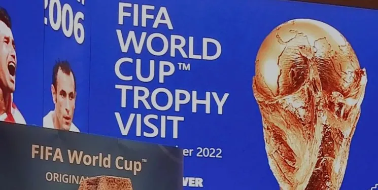 مراسم رونمایی از کاپ جام جهانی 2022/ خوش و بش گرم تاج با اسکوچیچ و استیلی